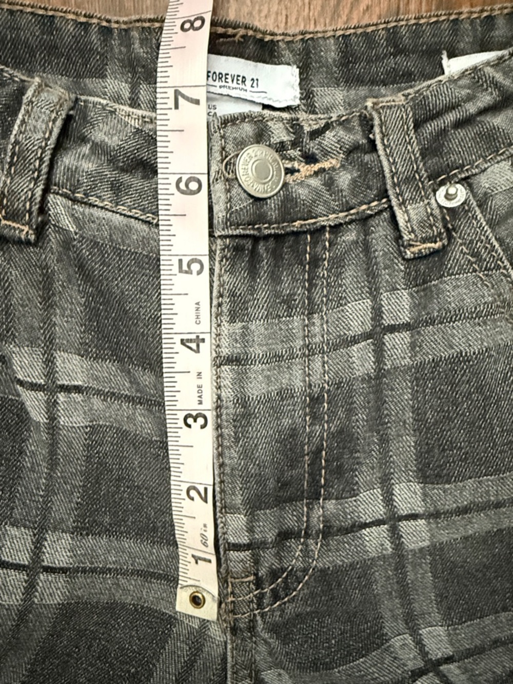 Forever 21 Plaid Mid-Rise Baggy Wide Leg Denim Jeans - Size 25 - Picture 10 of 16